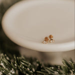 Load image into Gallery viewer, Pair of earrings on a white pedestal with a blurred green background
