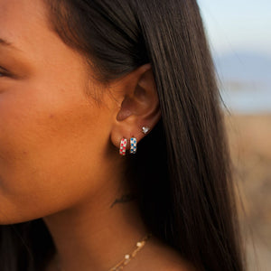 Pink & White Checkered Hoops