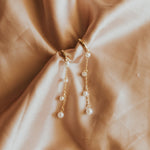 Load image into Gallery viewer, Santorini Pearl Dangle Hoops
