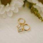 Load image into Gallery viewer, Sophie Baguette Diamond Dangle Hoops
