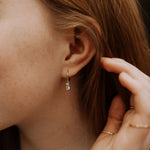 Load image into Gallery viewer, Sophie Baguette Diamond Dangle Hoops
