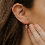 Load image into Gallery viewer, Sophie Baguette Diamond Dangle Hoops
