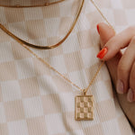 Load image into Gallery viewer, Checkered Necklace in Gold
